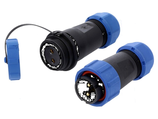 Connector: rond; mannelijk + vrouwelijk; PIN: 2; 3A; IP67; 500V Connector: rond; mannelijk + vrouwelijk; PIN: 2; 3A; IP67; 500V